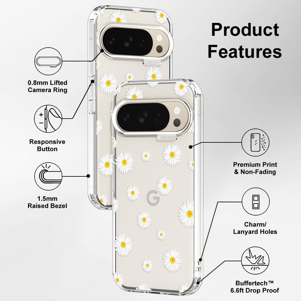 MOSNOVO Case for Google Pixel 10 & Pixel 10 Pro, [Buffertech 6.6ft Military-Grade Drop Protection] [Anti Peel Off Tech] Clear TPU Bumper Phone Case Cover Design - Cute Cherry — view 86