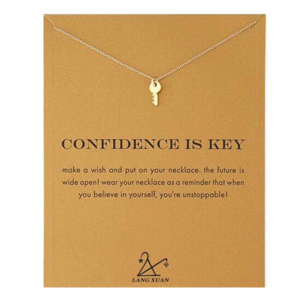 LANG XUAN Friendship Anchor Compass Necklace Good Luck Elephant Pendant Chain Necklace with Message Card Gift Card