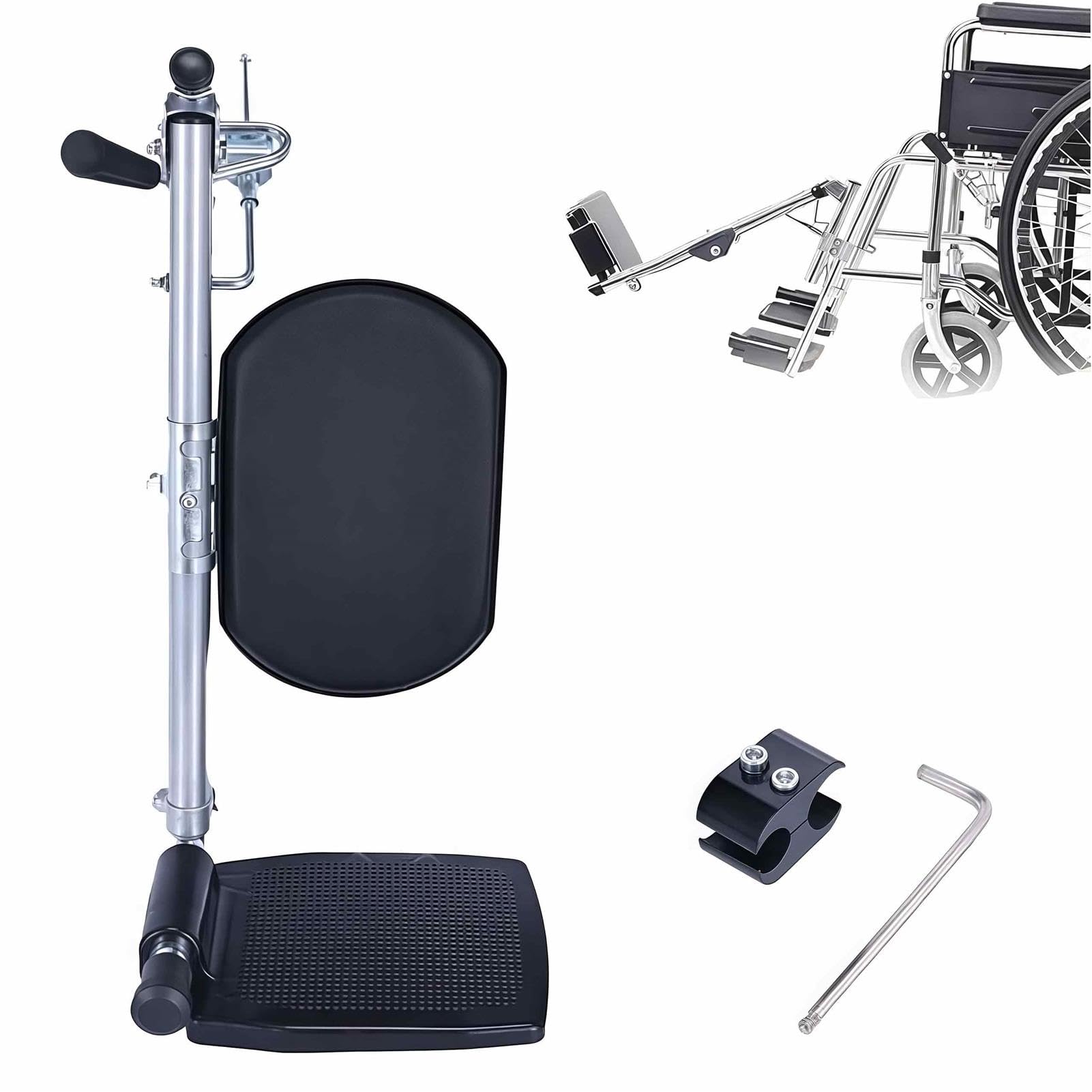 Reposapiés para silla de ruedas con reposapiés acolchado, ángulo ajustable de 90°-180°, fácil de limpiar, diseñado para la mayoría de sillas de ruedas estándar