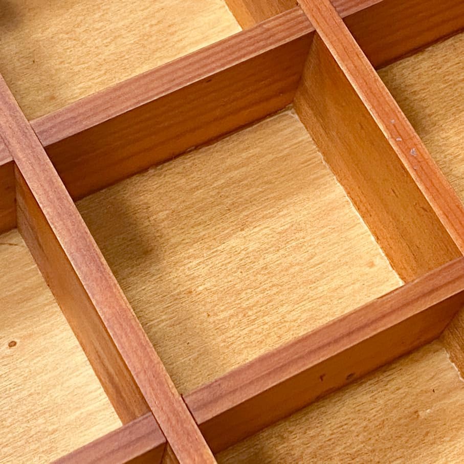 Miniatura 2 de Paquete de 2 bandejas de clasificación de madera, organizador dividido de madera, caja de secciones con acabado marrón (12 compartimentos, 12.9 x