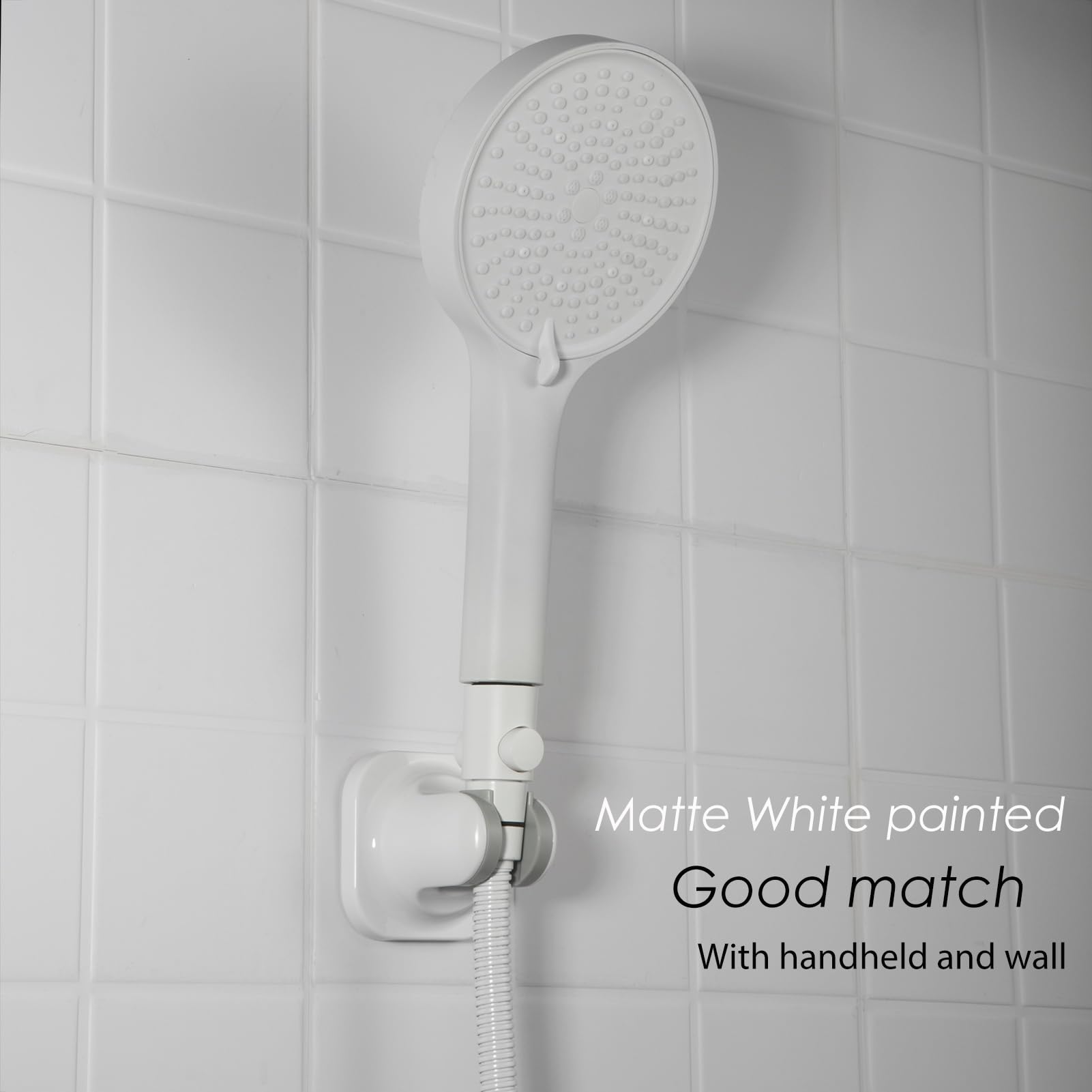 Paquete de 2 válvulas de cierre de cabezal de ducha con asa, botón grande, control de flujo con una sola mano, limitador de flujo de ahorro de agua, accesorios para caravanas. (blanco mate)