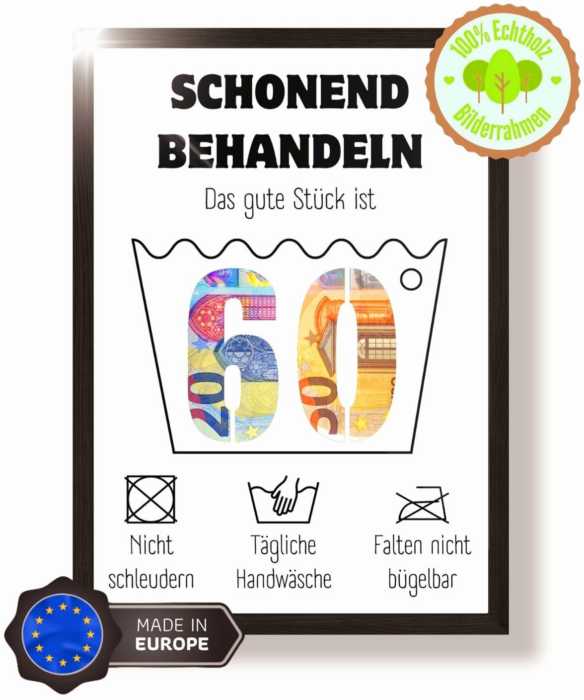 HSDSH 60e verjaardag geldcadeau, 60e verjaardag man/vrouw, verjaardagskaart voor 60e verjaardag voorzichtig behandelen 60, grappige cadeau-ideeën voor