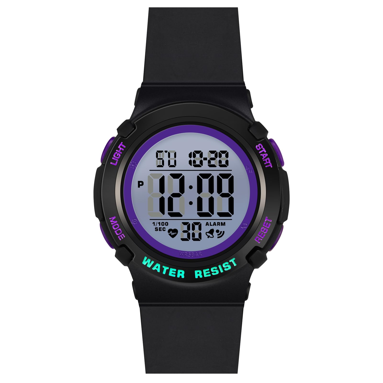 ITOOZYNN Digital Light Up Watch for Boy and Girl,Kids Watch Ages 5-16,Waterproof 5 ATM,School,Outdoor,Sports (Green Black)