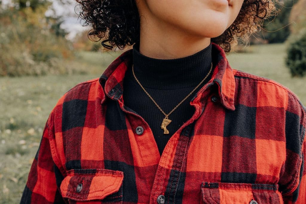 MOM & THREE DAUGHTERS Nefertiti Necklace 24K Gold Plated Pewter Stainless Steel | Goddess or God | Gift for Women | Gold Jewelry for Women | Egyptian Goddess