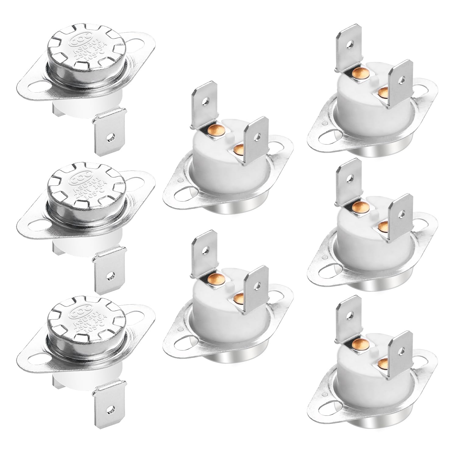 Aopin Thermal Control Switch KSD301 Normally Closed NC 105 Degrees 250V 16A Toast Oven Thermostat Temperature Switch-Degree 8Pcs