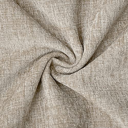 Image of CaliTime Pack of 2 Cozy Throw Pillow Covers Cases for Couch Sofa Home Decoration Solid Dyed Soft Chenille 12 X 12 Inches Light Taupe