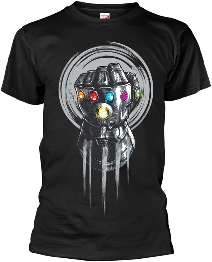 Avengers Infinity War Thanos Gauntlet Official Marvel Black Mens Tshirt