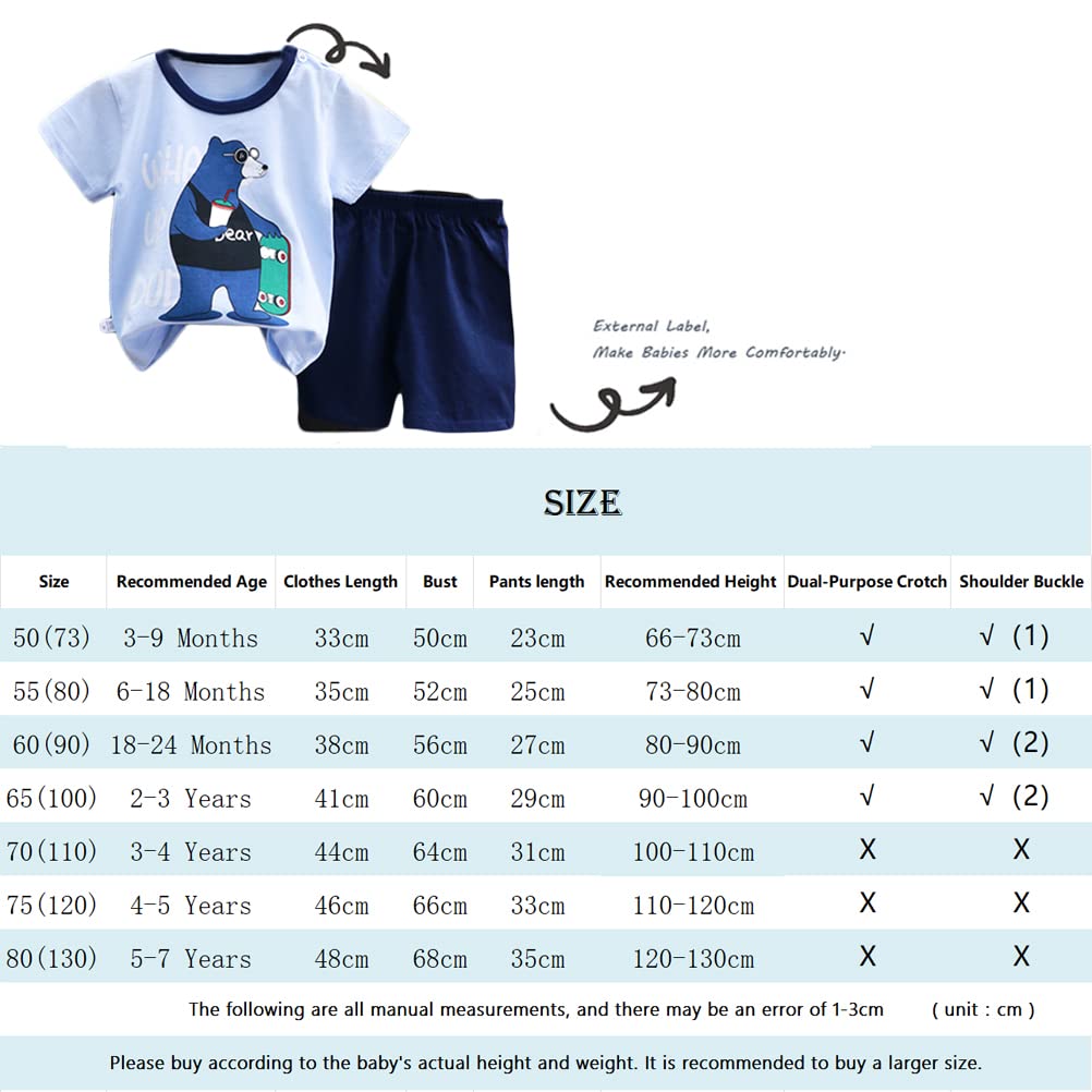 XM-Amigo Bebé Niños Conjunto de 3 Juegos de Manga Corta y Pantalones Cortos de Media Manga, Paquete de 6 (con/sin Hebilla para el Hombro) — view 2