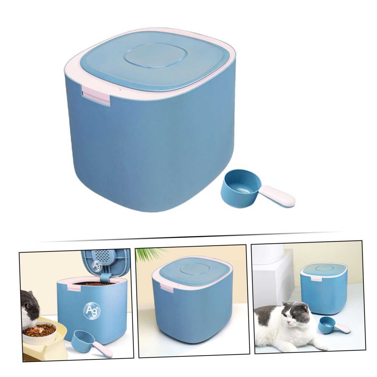 COLLBATH Caja De Comida Para Perros y Gatos Contenedor De Almacenamiento De Grano 11l Sellado Previene La Humedad Mantiene La Frescura
