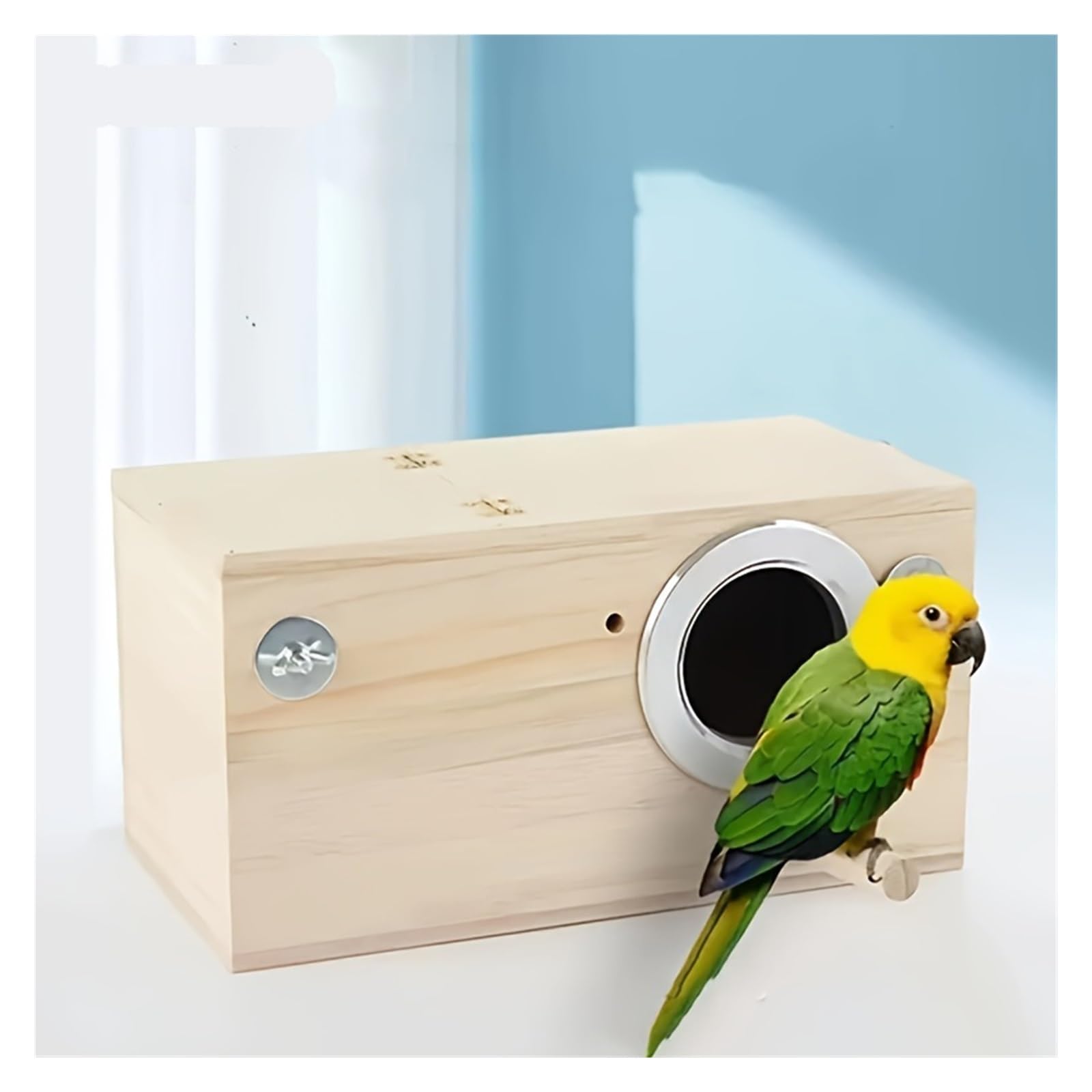 Nistkasten Holz Vogelhaus Nest Vögel Zucht Box Vogel Papagei Dekorative Käfige Haustier Zubehör Hause Balkon Dekoration(M)