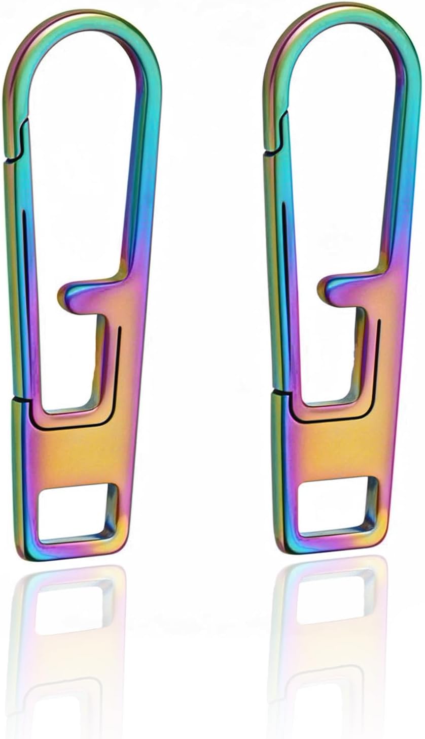 VAT1-L Large Titanium Zipper Pull Replacement, Heavy Duty Zipper Pull Tab Repair Kit for Large Luggage Suitcase Backpack Duffel Bag and More, Titanium Carabiner Keychain Micro