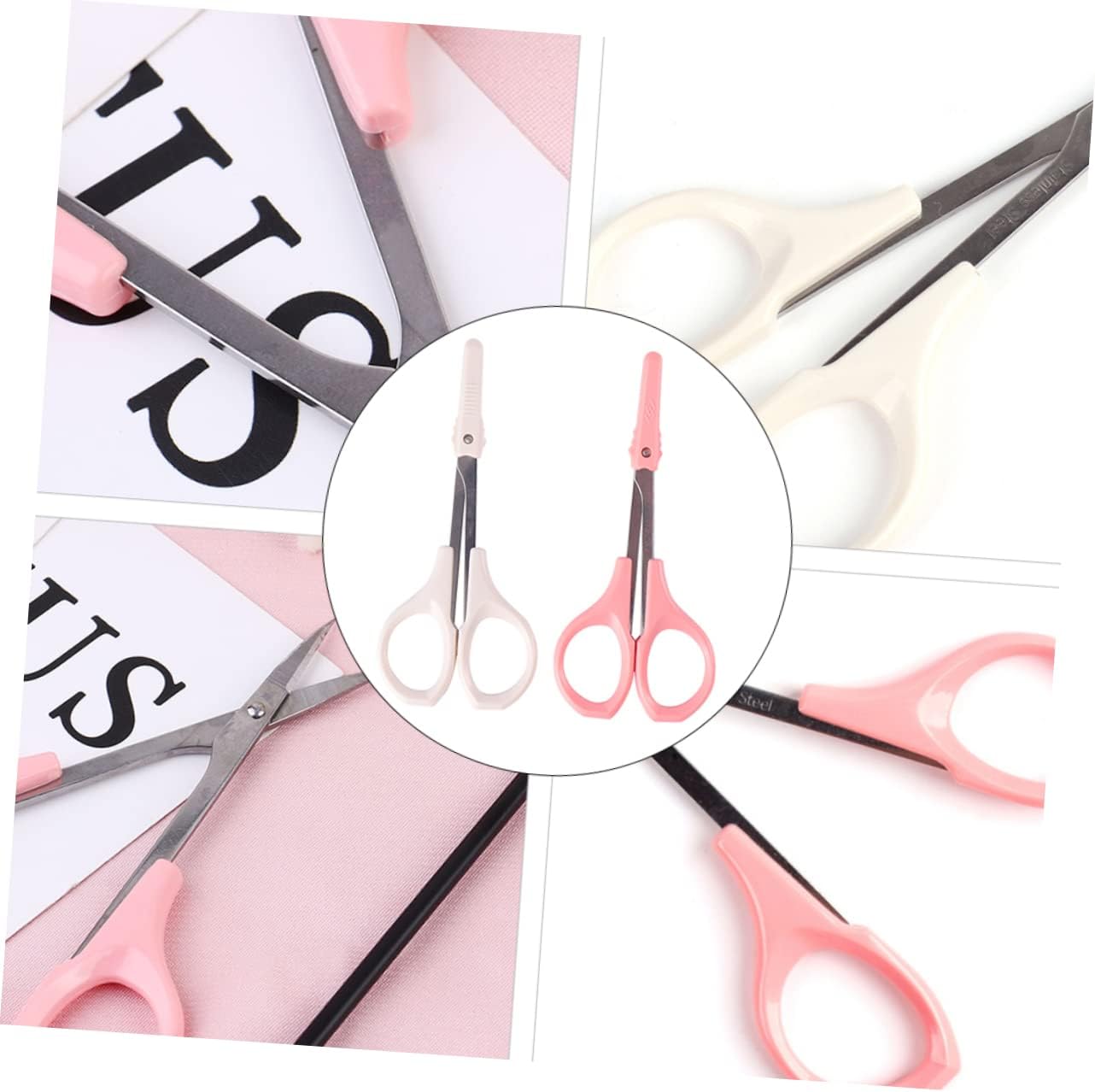 CALLARON 6pcs Beauty Scissors Precision Eyebrow and Eyelash Trimmers Curved and Straight Designs for Easy Grooming and Daily Use Portable and Lightweight for
