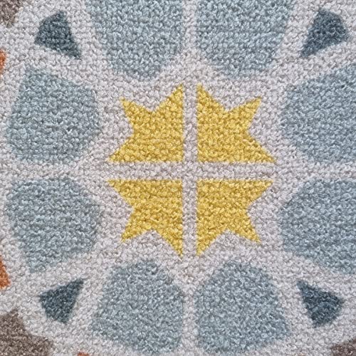 Image of Matz&More Tiles Star Rug | 100x150 CM | Blue Pastel | Soft Nylon Loop Pile with Anti-Slip Gel Backing | Living Room, Bedroom & Office Floor Carpet