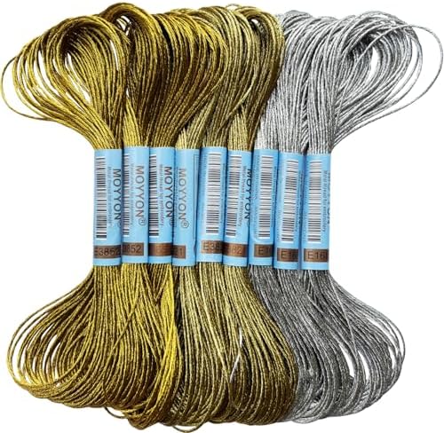 Amazon.com: 9 Skeins Embroidery Thread, 3 Colors Metallic Embroidery ...