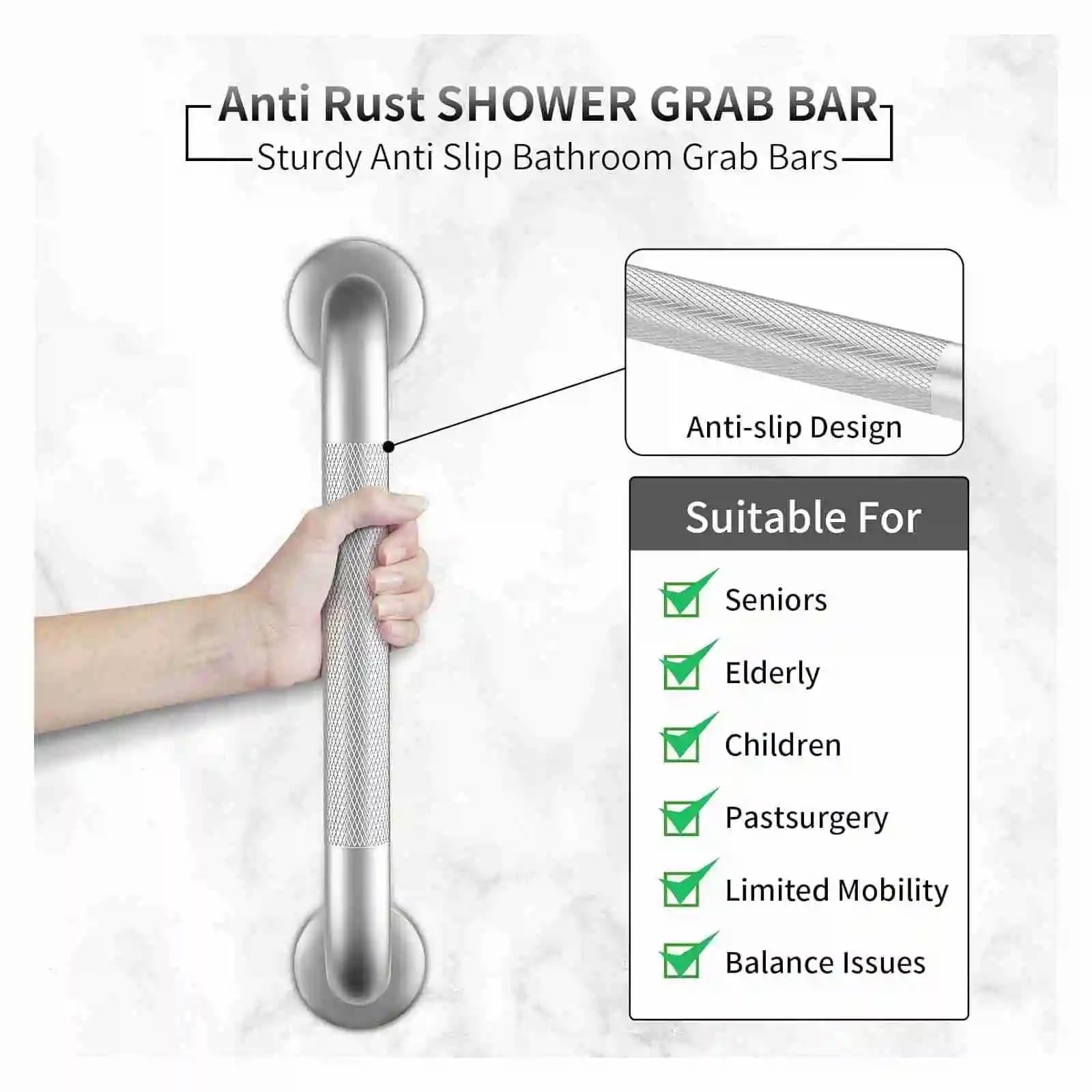 Barras de Apoyo para baños 2 pasamanos de Ducha de 24 Pulgadas, Antideslizantes, de Metal, para bañera, baño, Escalera, Inodoro, manijas de Ducha de Metal.