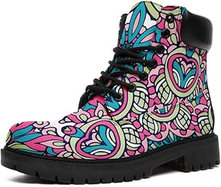 AWSOLE Bohemian Yoga Floral Ankle Boots for Women Men Retro 