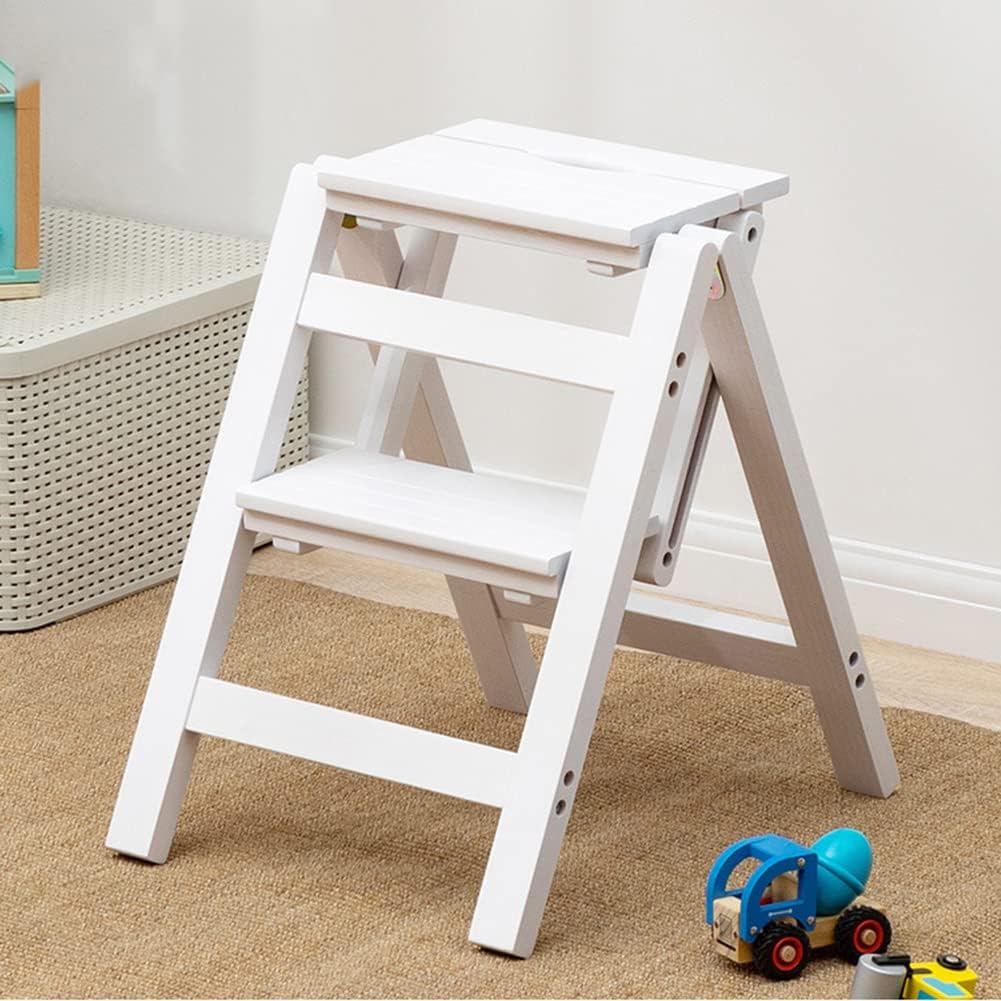 Indoor Climbing Stool, Step Stool for Adults Step Ladder Counter Chair, 2/3/4Step Multifunctional Folding Solid Wood Ladder Stool, Step Stool Household Muliti-Color Step Ladder STO