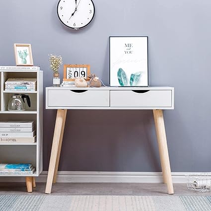 CROWN ART SHOPPEE Modern One Drawer Bedside Table for Bedroom, Nightstand for Living Room, Home, Office Furniture, Kids Room Table End Table (2DRW)