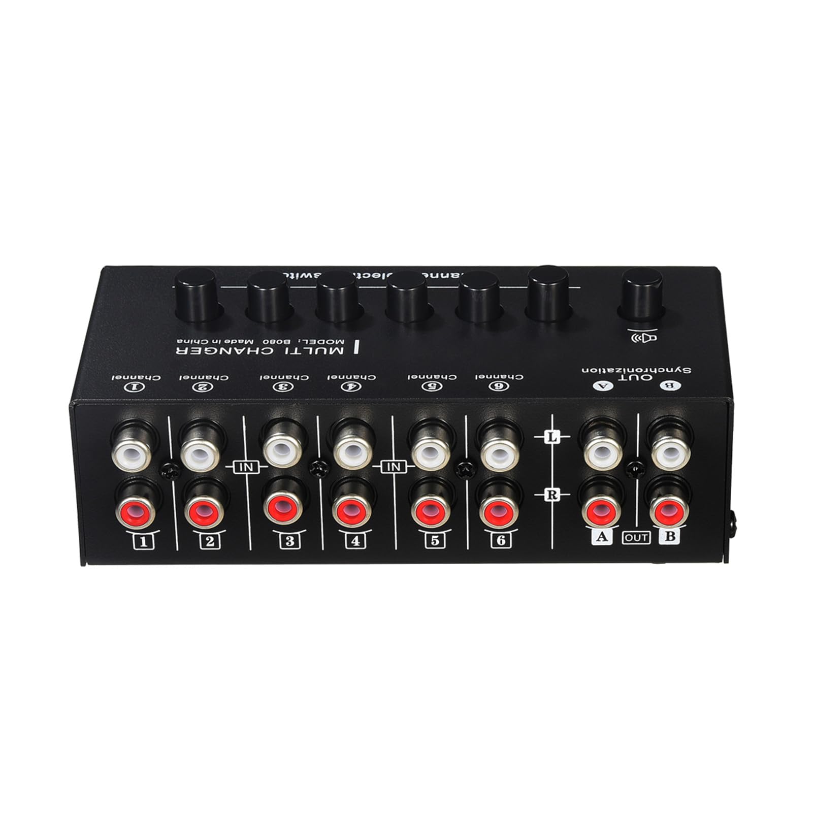 Bediffer Commutatore di Segnale Audio 6 in 2 Out con Prestazioni Affidabili e Commutazione Semplice per Home Theater e Configurazione Musicale Metallo Nero 5,4 X 2,4 X 1,6 Pollici