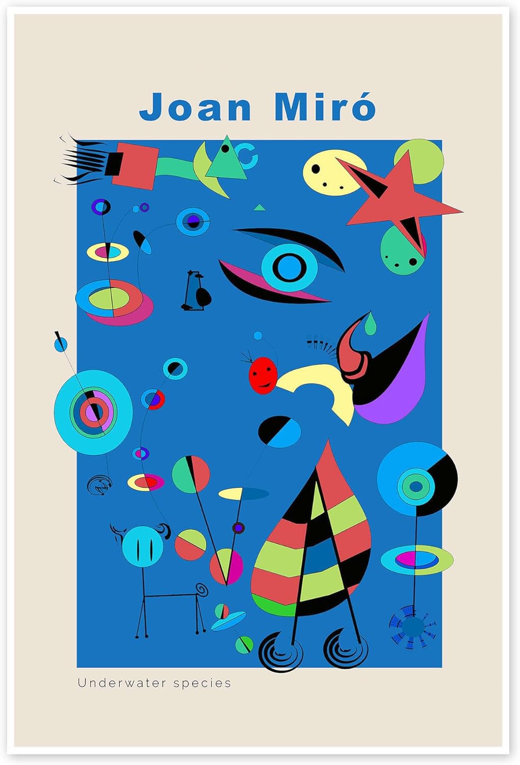 Rikin Liuff Underwater species by Joan Miro Poster Abstract Wall Art Joan Miro Prints Moden Canvas Picture Surrealism Painting for Home Decor 40x55cm Frameless