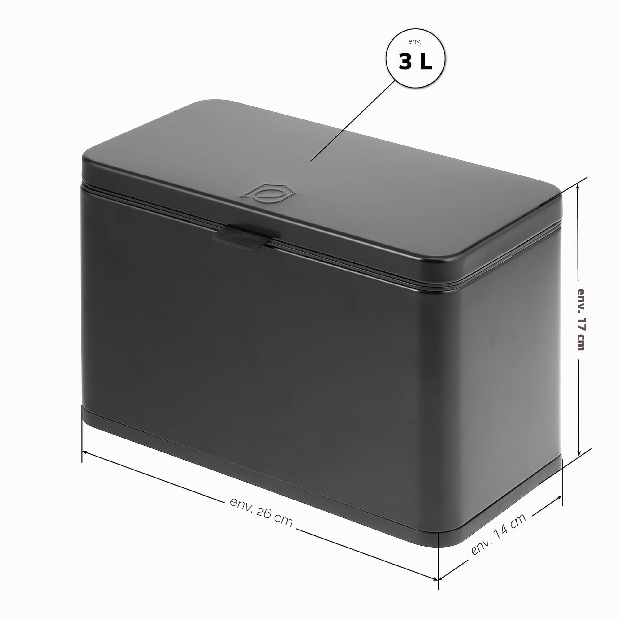 eluno Poubelle Bio 3 l avec Filtre Anti-odeurs, à Suspendre, Poser ou Coller, Seau à Compost, 3 Modes de Montage (Noir)