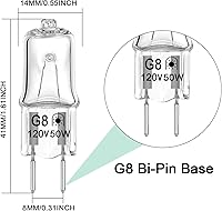 Vista 2 de Bombilla halógena para horno microondas GE, bombilla para electrodomésticos GE sobre la estufa campana de microondas, 120 V 50 W, luz