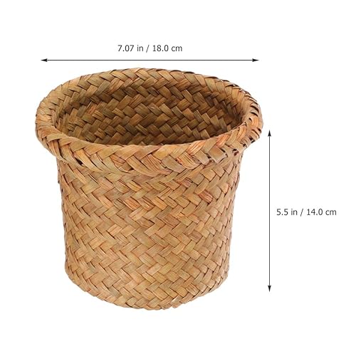 Miniatura 2 de HEMOTON Cesta de basura tejida tejida redonda para basura, cesta de basura de mimbre, contenedor de basura para baño, cocina, hogar, oficina,