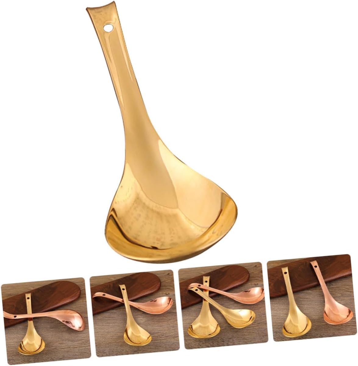 Luxshiny 2pcs Non-stick Brass Rice Scoop Ergonomic Kitchen Serving Spoon for Rice Soups and More for Home and Restaurant Use Deep and Design for Easy Serving