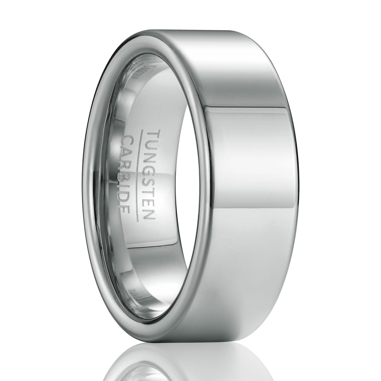 Fascia Piatta Classica - Anello Nuziale in Tungsteno Alta Lucidatura Larghezza 8mm per Uomo e Donna (Misura USA)