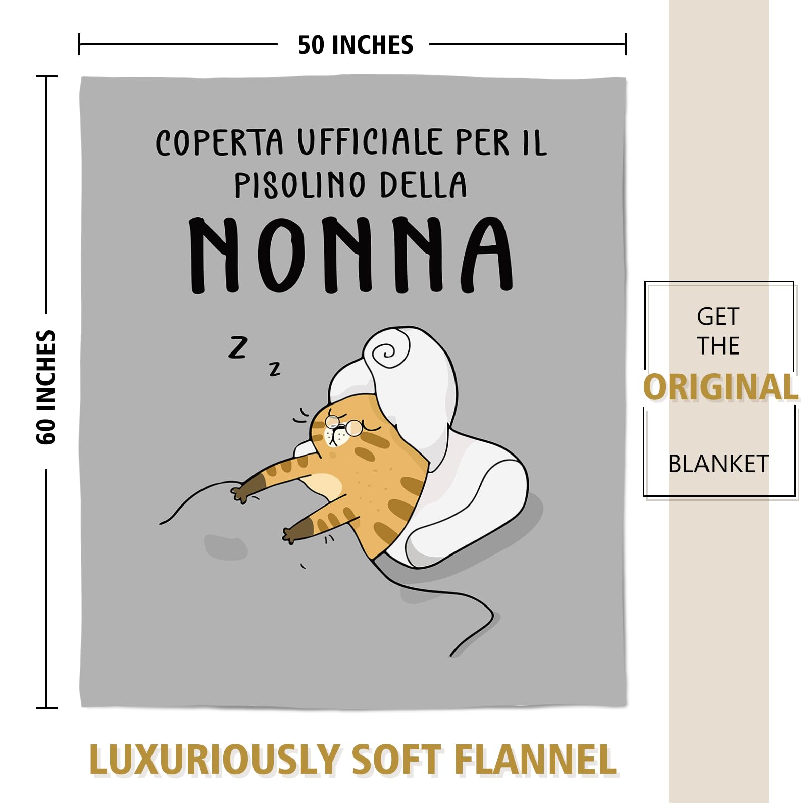 Niyewsor Regalo Nonna Natale, Regalo per Nonna Coperta Flanella, Regalo Nonna Compleanno, Festa della Mamma Natale Regali per Nonna da Nipoti, 130 x 150cm