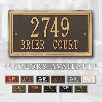 Whitehall Personalized Cast Metal Address plaque - The Double Line Wall Plaque. Made in the USA. Display your address and street name. Custom house number sign.