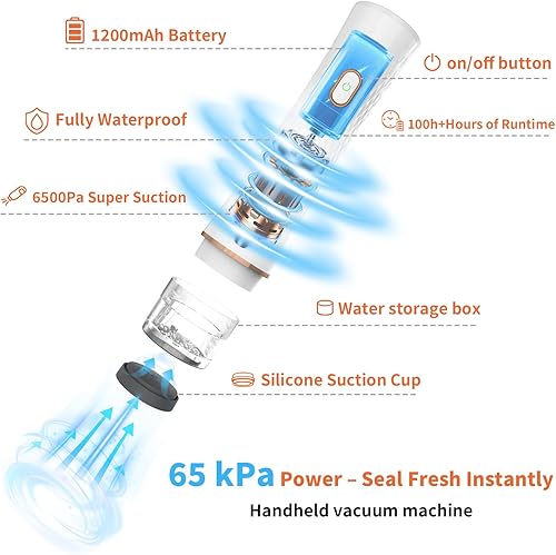 Miniatura 2 de Sellador al vacío para alimentos el sellador al vacío de mano mantiene los alimentos frescos hasta 10 veces más tiempo, incluye 20 bolsas de vacío