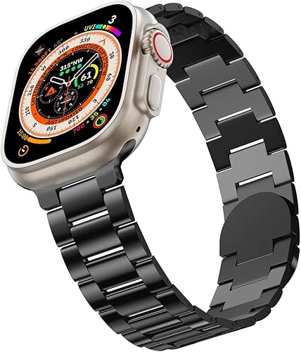 Miniatura 8 de MOFREE Compatible con Apple Watch Band de 1.929 in 1.772 in 1.732 in 1.654 in para hombres y mujeres, correa de metal de acero inoxidable con cierre