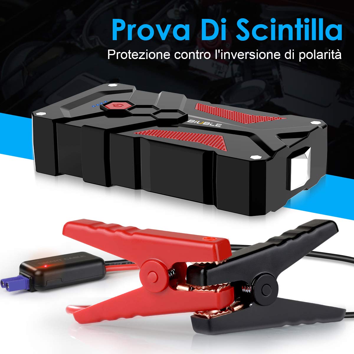 Avviatore Batteria Auto, 3000A Portatile Avviatore Emergenza per Auto(Adatto a 7.0L Gas o motore diesel 5.5L litri), 12V Jump Starter Booster Power Bank, Torcia a LED