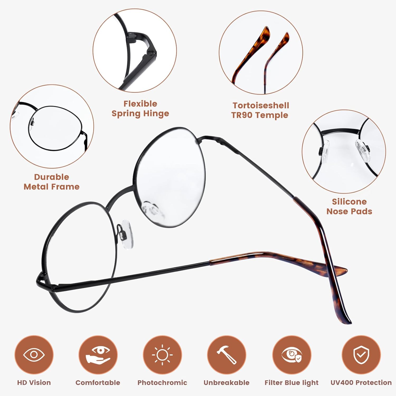 Progressive Reading Glasses Men Women Blue Light Blocking Photochromic Multifocus Reader Transition Sunglasses - Image 4