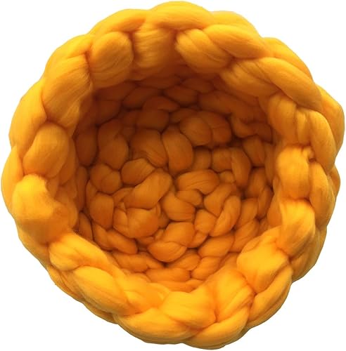 Vedem Pet - Cama de lana gruesa y gruesa hecha a mano para gatitos, gatos y cachorros (M, amarillo)