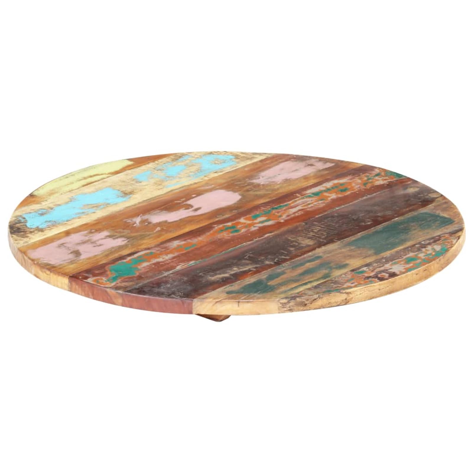 Piano da tavolo rotondo, 50 cm, in legno massiccio anticato, spessore 25-27 mm, lucidato e laccato, uso universale per tavolo da bar, console, comodino