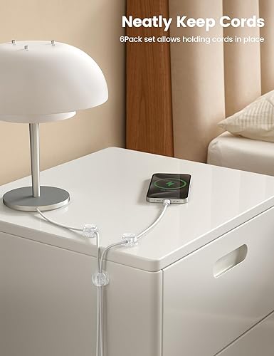 Miniatura 4 de Paquete de 6 organizadores de cables, accesorios de escritorio de oficina, clips transparentes para organización de cables de Lamicall para el