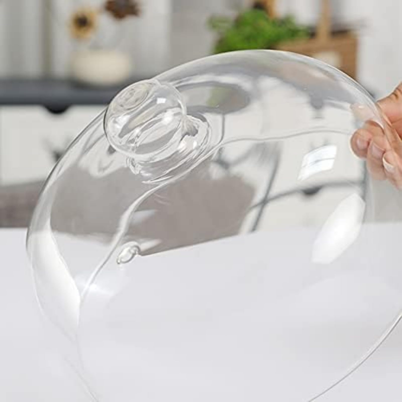 Copertura per forno a microonde in vetro borosilicato, copertura anti-schizzi, cupola multifunzione per torte con manico facile da impugnare, lavabile in lavastoviglie
