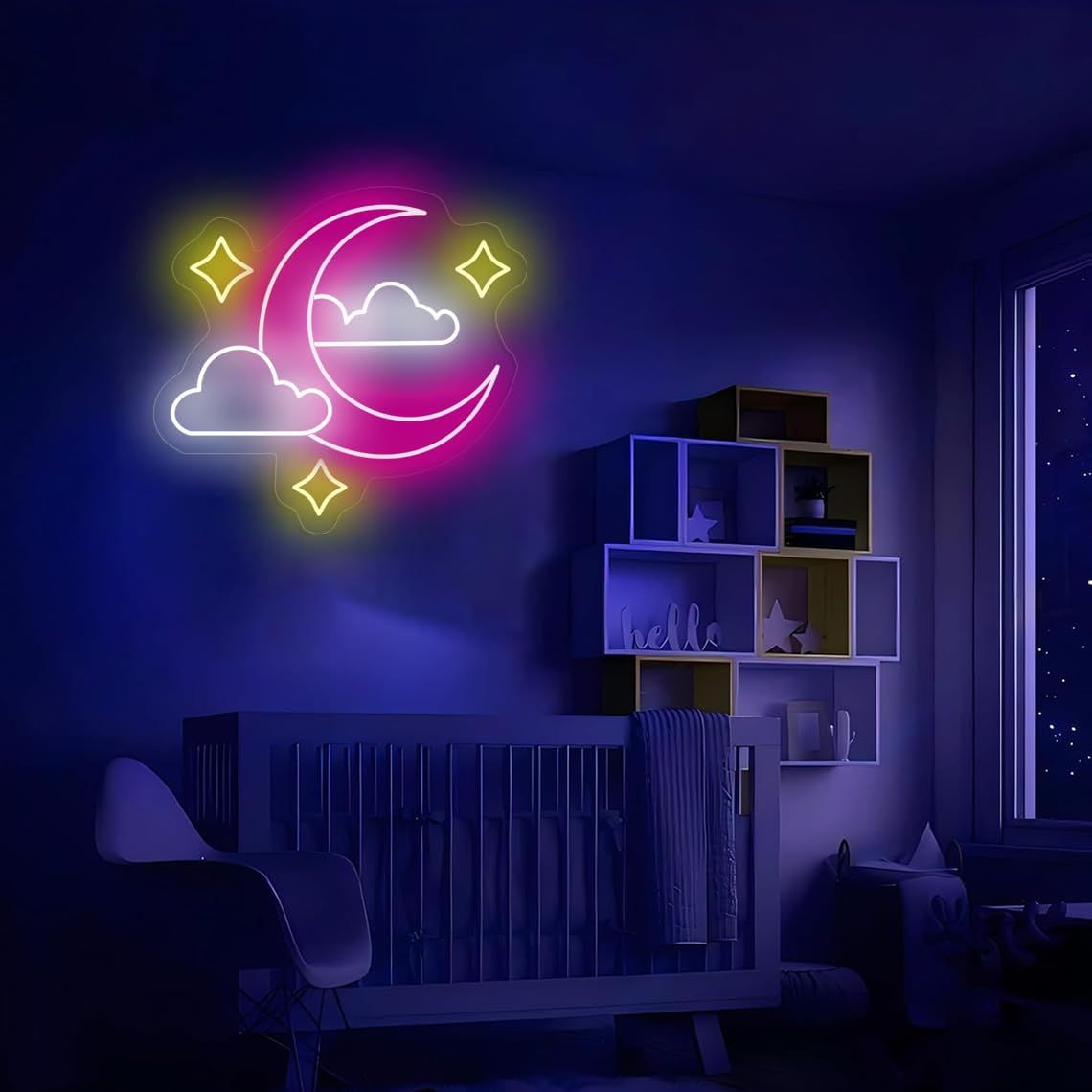 Moon Cloud Star Neon Sign Pink Led Neon signs for Wall Decor Moon Cloud Star LED Neon Light Up Sign For Kids, Teens, Baby Bedroom, Game Room Party Shop Wall Decoration Dimmeable Neon Night Light（14in*13in） - Image 6