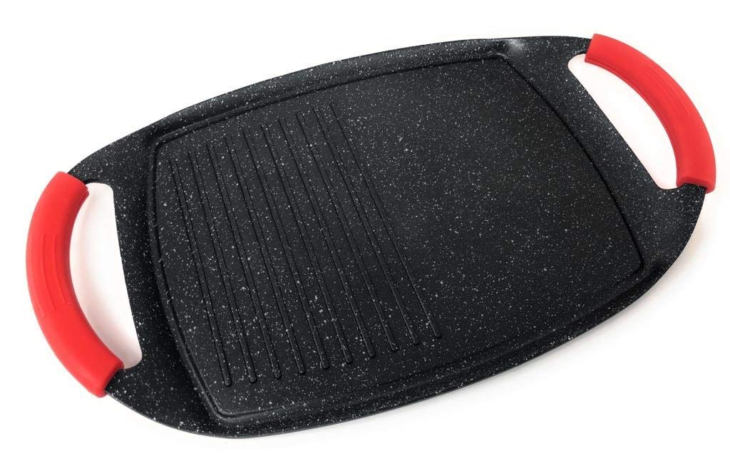 Royalty Line RL-ATG47M - Plancha Asador Liso, Aluminio Fundido, Revestimiento Antiadherente, Inducción, 47 cm