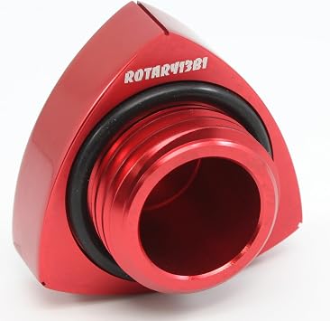 Aluminum Rotor Oil Cap 55mm - Anodized Red with Black details - 12A 13B 20B - Rotary Engine Wankel