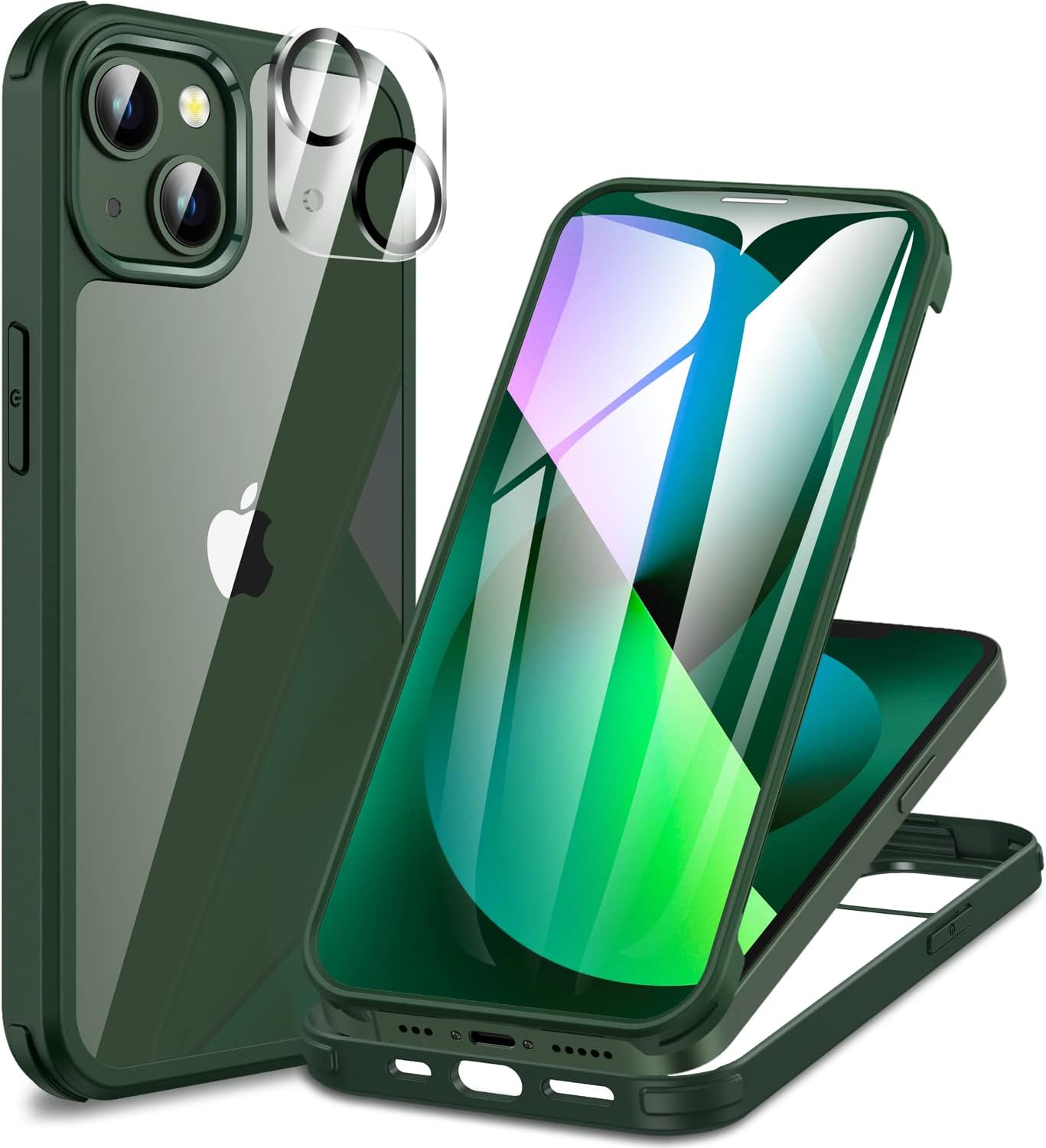CENHUFO Coque iPhone 13, avec Protection écran Verre Trempé et
