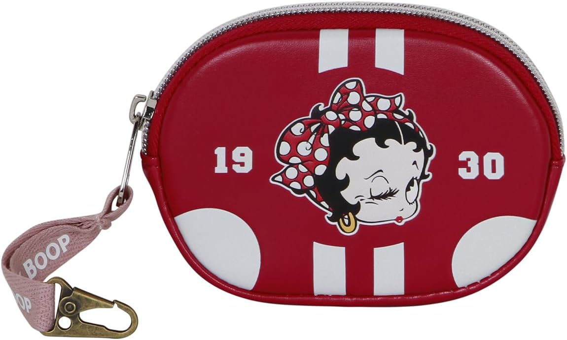Betty Boop Varsity-Pill Coin Purse, Burgundy, 12 x 8.5 cm, Burgundy Betty Boop, One Size, Pill Coin Purse