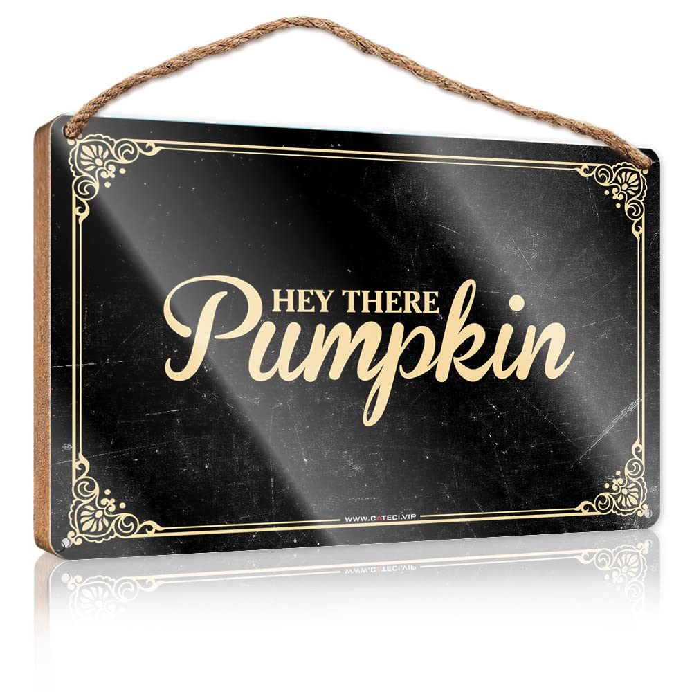 HELIOFORGE Hanging Wooden Sign Diy Hey There Pumpkin Wooden Sign(20X30CM)