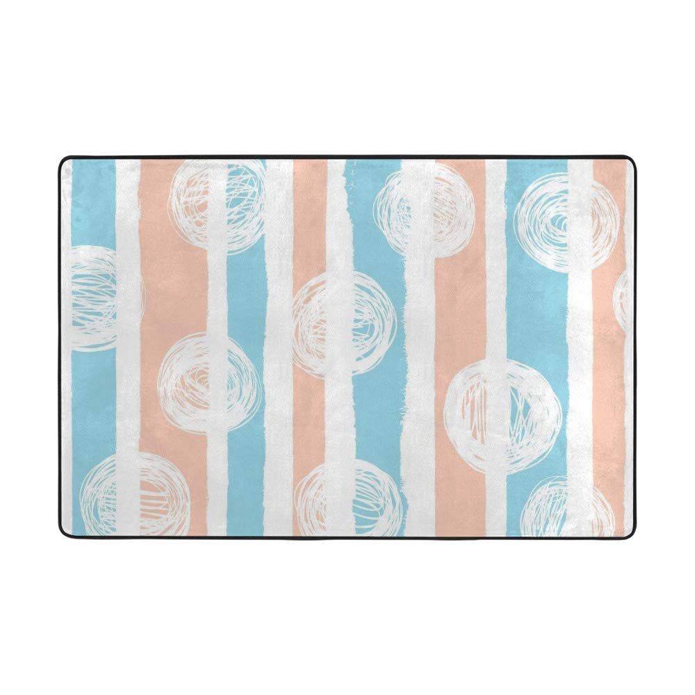 Tapis de surface salon velours corail Ruchen grand format 80x58 à motif bleu