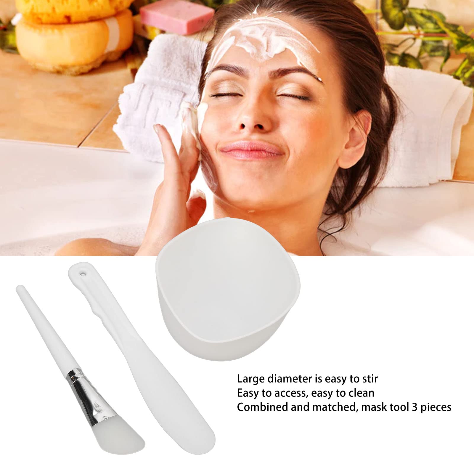Facial Mask Mixing Bowl Set, DIY Facemask Mixing Tool Kit with Silicone Mask Bowl, Mask Brush and Spatula - Image 4