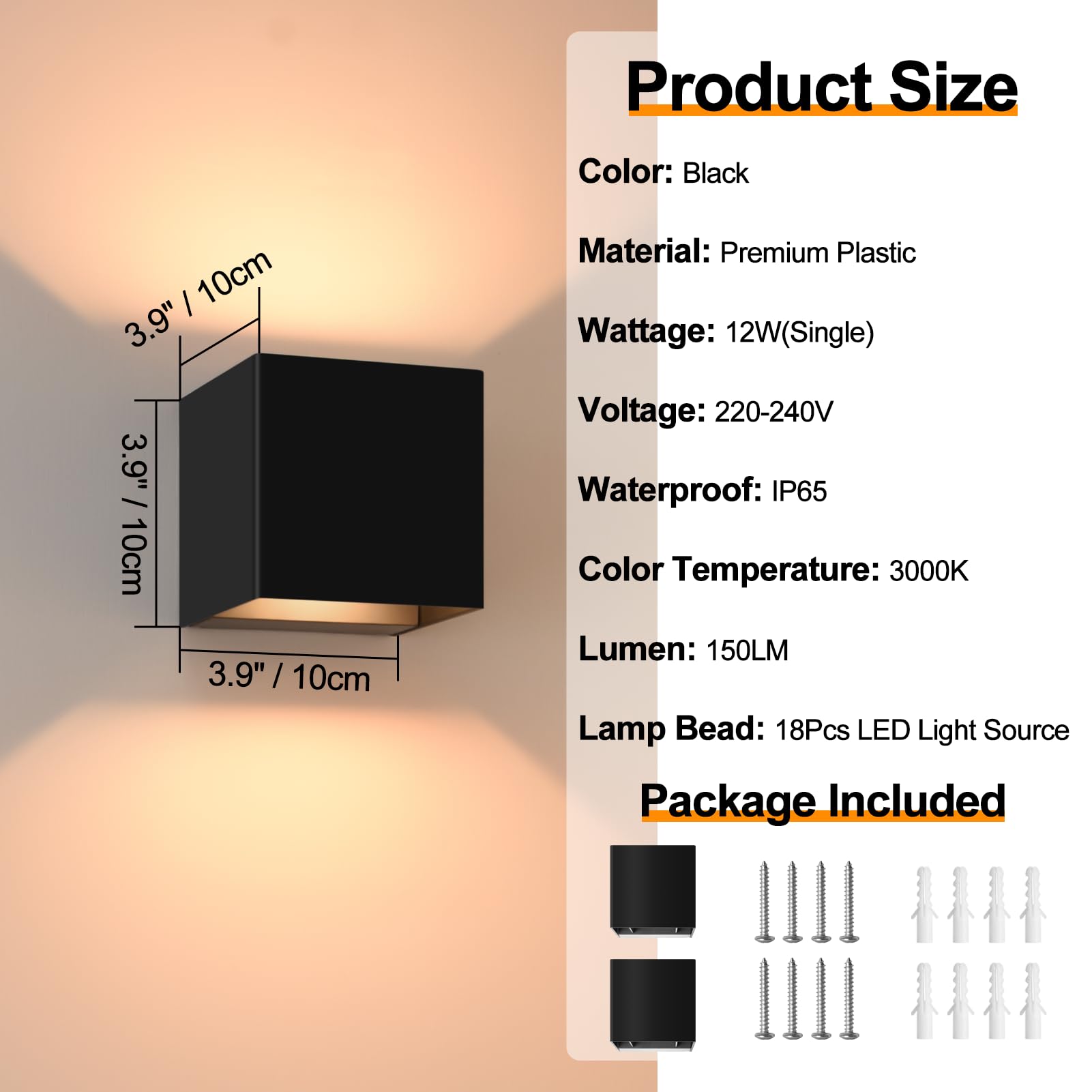 FUDESY 2Pcs LED Wall Lights Indoor, 12W Outdoor Up Down Wall Lamp Sconce Lighting - Image 2