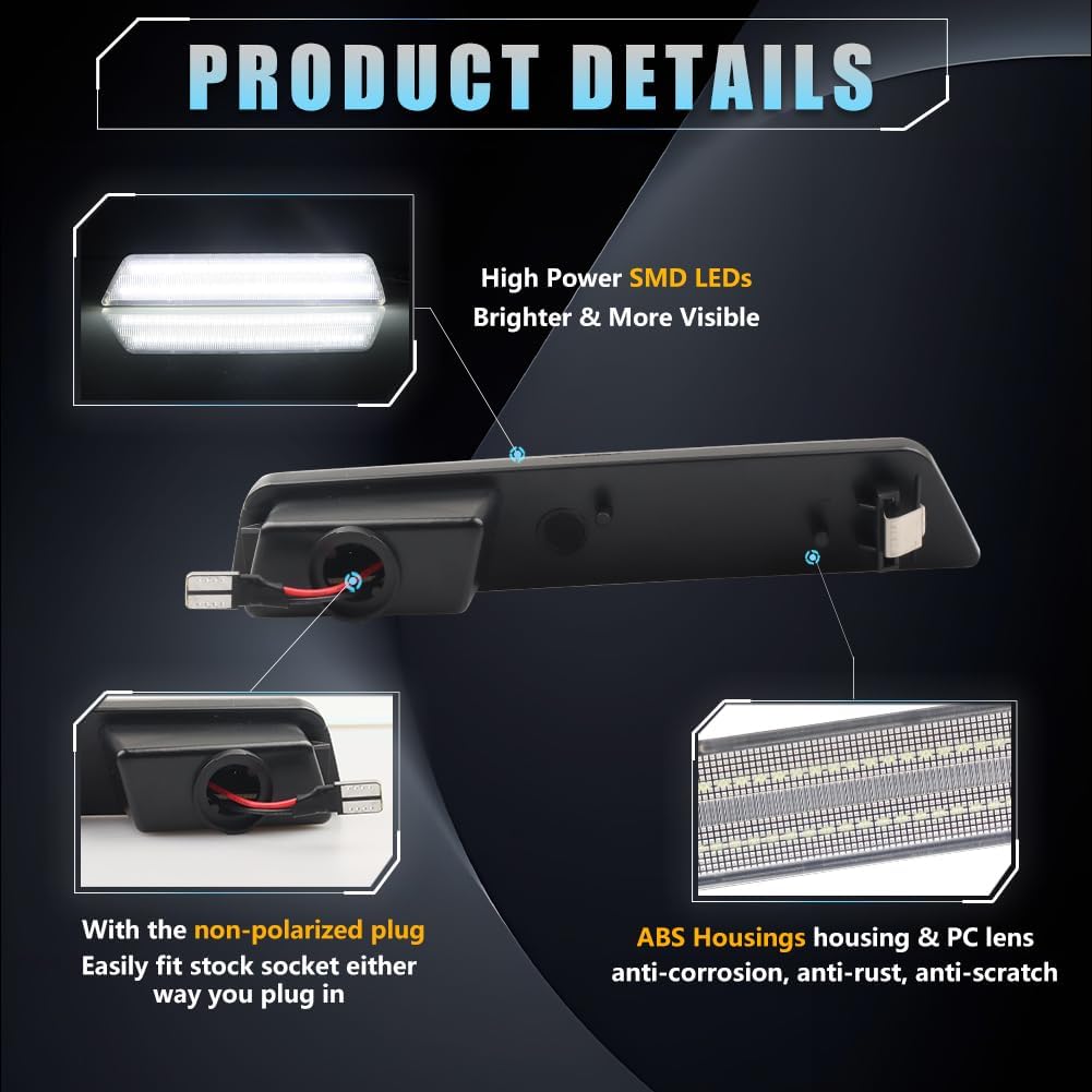 4 PCS LED Side Marker Lights for Dodge Challenger 2008 2009 2010 2011 2012 2013 2014, Clear Lens Challenger Front Rear Bumper Fender Marker Lamps (White Light)