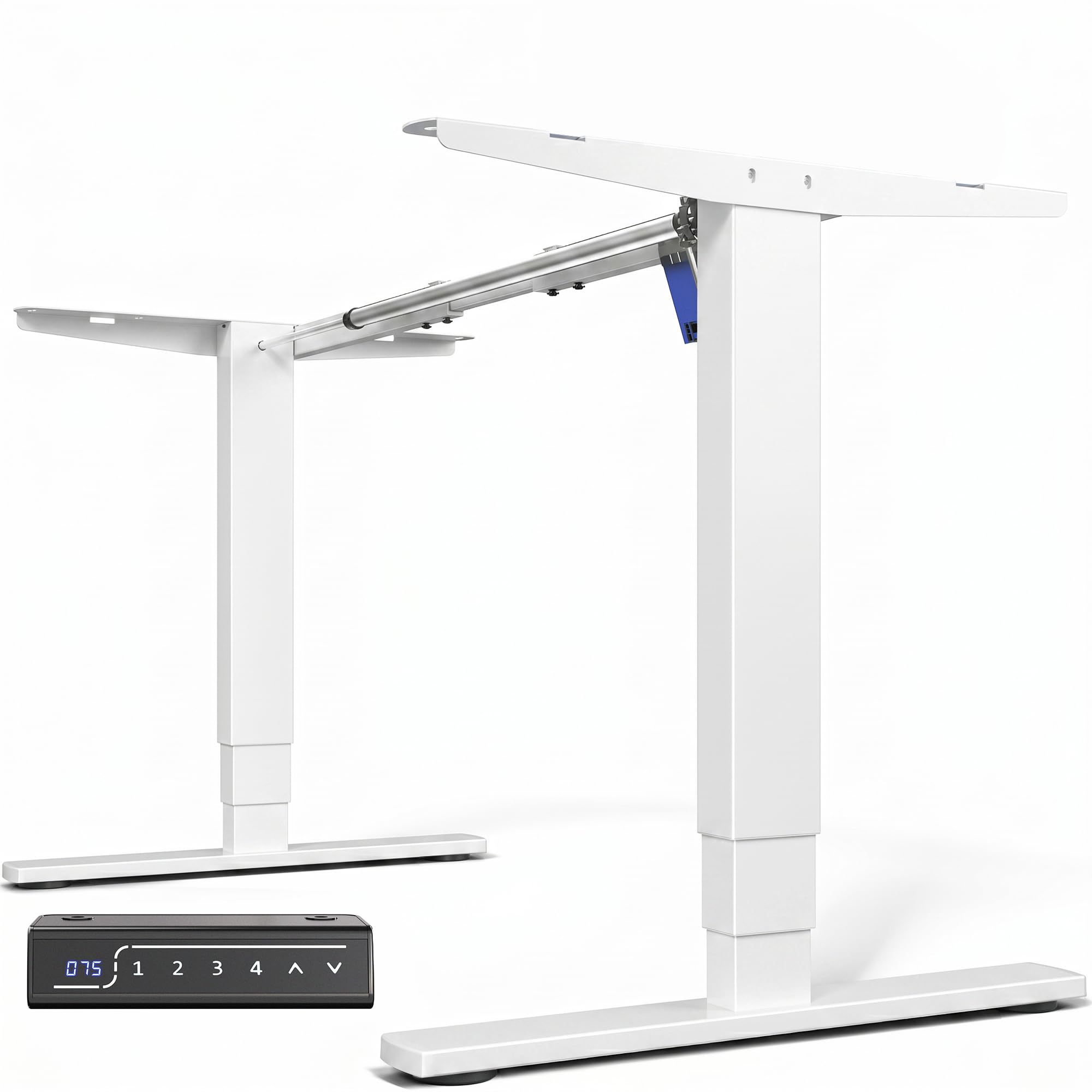 VIVO Electric Stand Up Desk Frame Workstation with Memory Touch Pad, Single Motor Ergonomic Standing Height Adjustable Base, White, DESK-V102EW White Single Motor